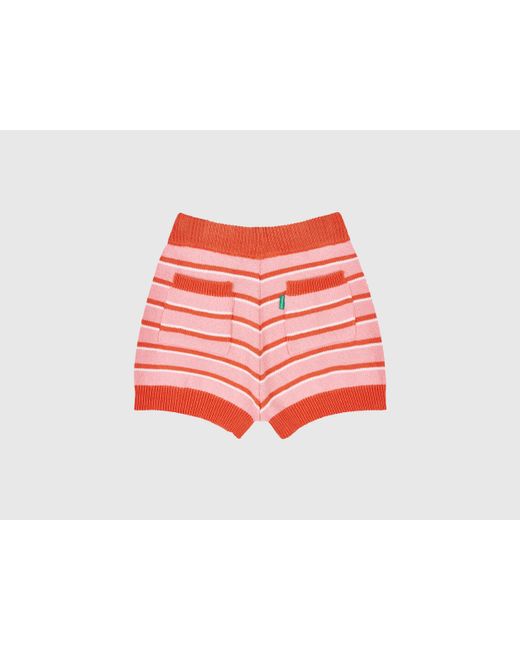 Benetton, Short En Maille Rayée, Rose, Femme Benetton en coloris Black