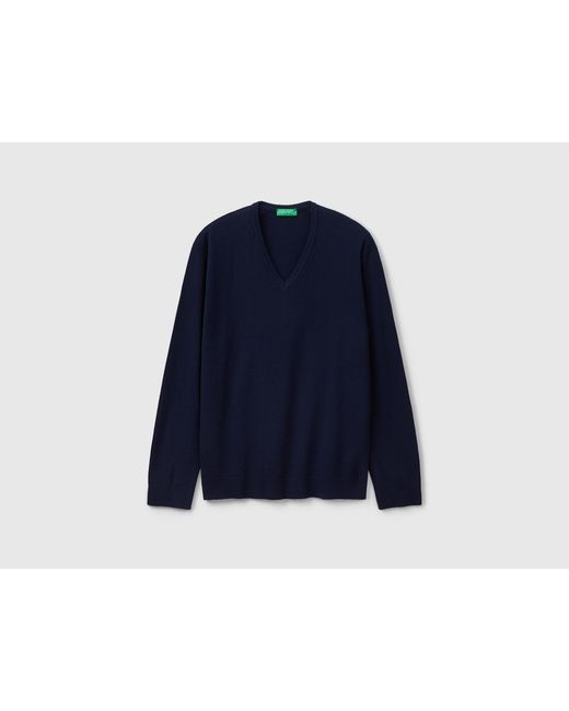 Benetton Blue Benetton, V-Neck Sweater for men