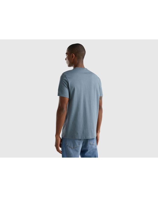 Benetton Blue Relaxed Fit T-shirt With Print for men