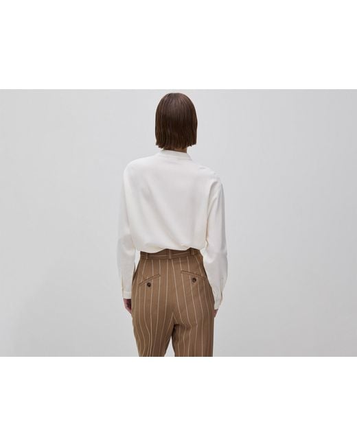 Benetton Black Benetton, Striped Blouse With Mandarin Collar