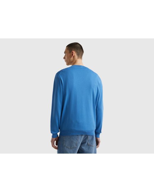 Jersey De Cuello Redondo De 100% Algodón Benetton de hombre de color Blue