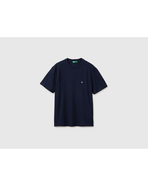 Benetton Blue Benetton, Organic Cotton Piquet T-Shirt for men
