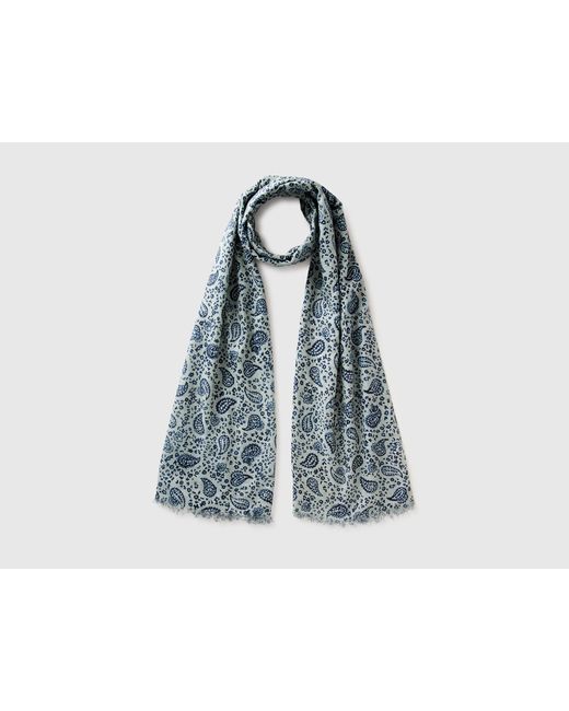 Benetton Blue Benetton, Patterned Viscose Scarf