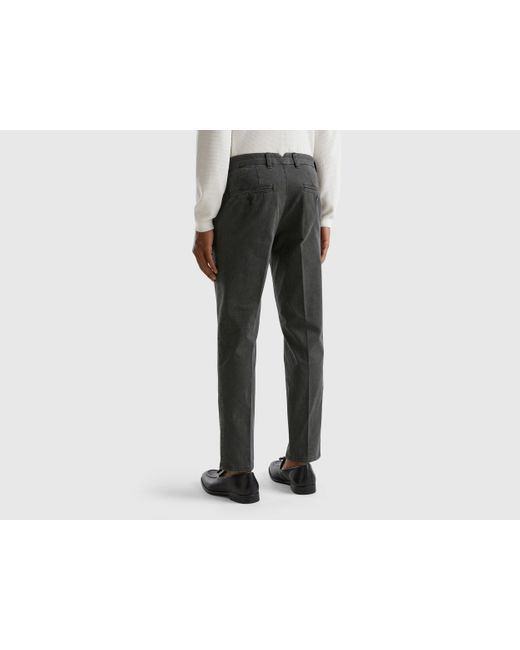 Benetton Black Slim Fit Micro Patterned Chinos for men