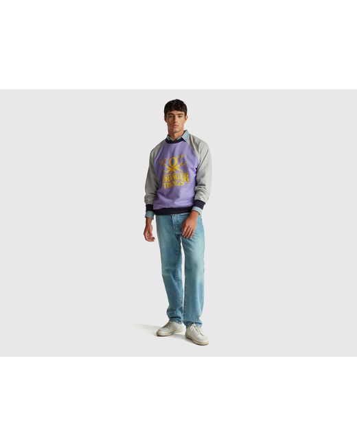 Benetton, Sudadera De Corte Holgado De Stranger Things, Talla, Azul Violáceo, Hombre Benetton de hombre de color Black