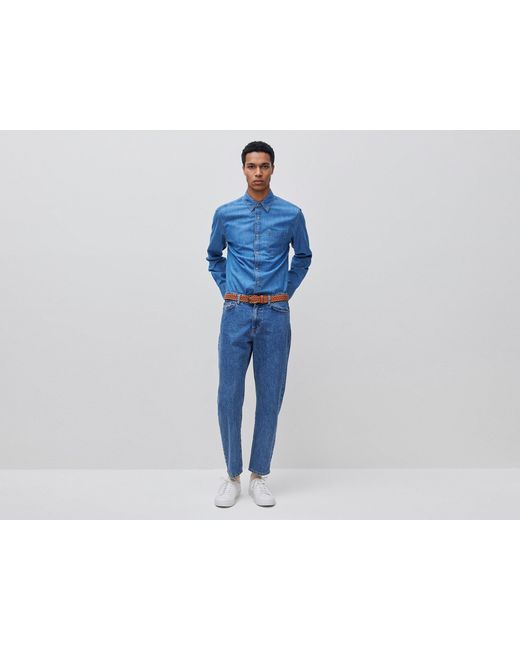 Benetton Blue Benetton, Relaxed Fit Bleach Jeans for men