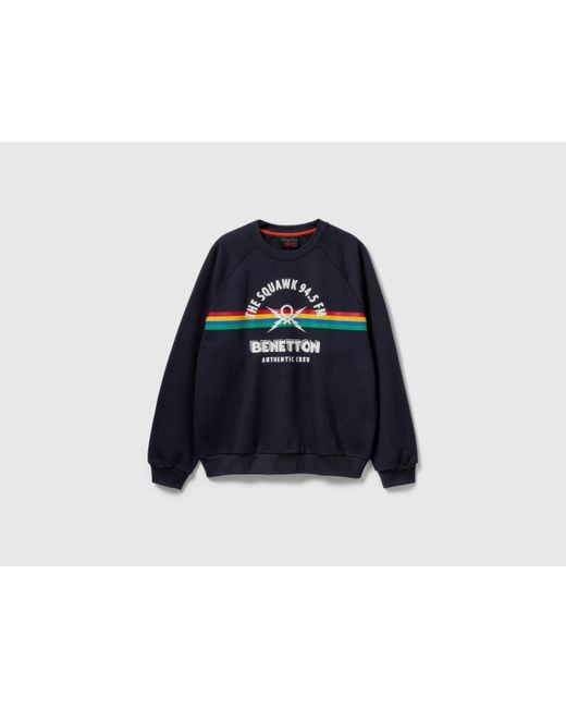 Benetton, Sudadera De Corte Holgado De Stranger Things, Talla, Azul Oscuro, Hombre Benetton de hombre de color Black