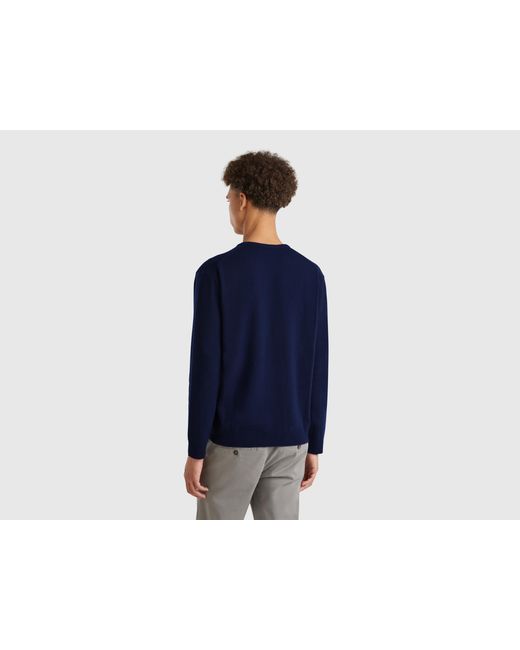 Benetton Blue Benetton, V-Neck Sweater for men