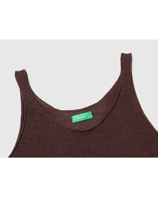 Benetton Brown Benetton, Linen Blend Knit Top