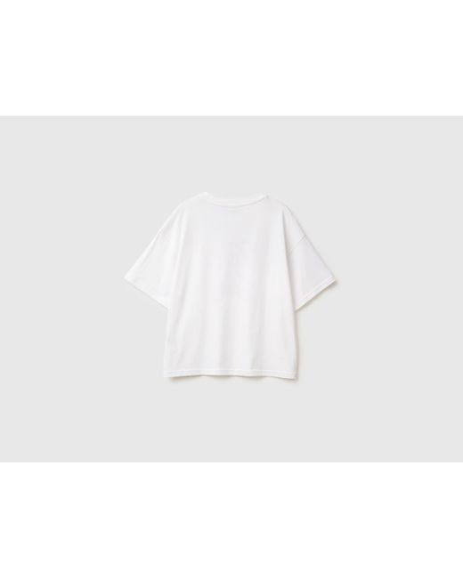 Benetton, Maglietta Con Stampa Slogan, Taglia, Bianco, Donna di Benetton in Black