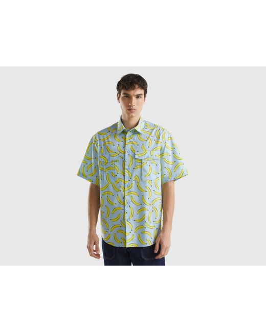 Benetton Himmelblaues Hemd Mit Bananen-pattern in Green für Herren