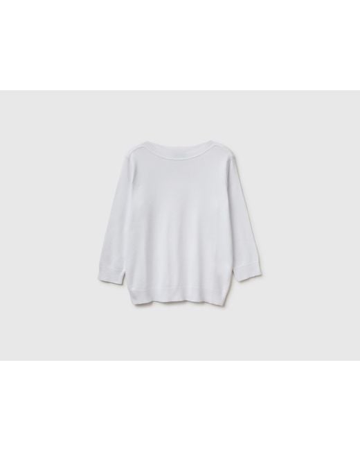 Benetton White Benetton, Sweater With Boat Neck