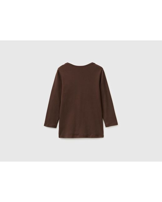 Benetton Brown Benetton, Slim Fit T-Shirt With Boat Neck