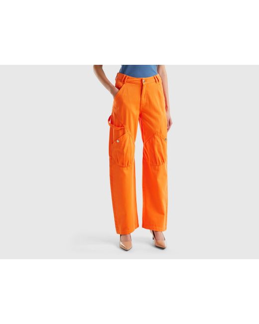 Pantalones Cargo De Algodón Benetton de color Orange