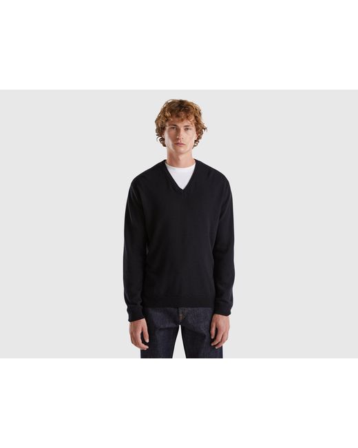 Benetton Black Benetton, V-Neck Sweater for men