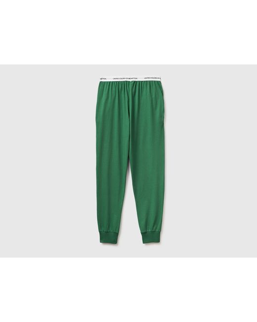 Benetton Green Benetton, Trousers With Logo Elastic for men