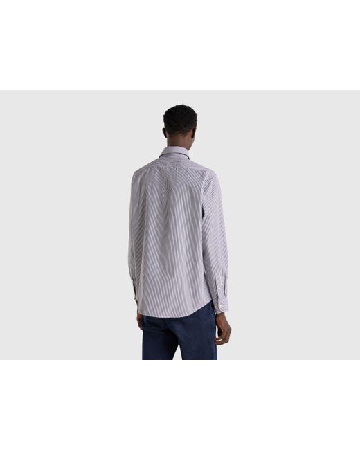 Benetton, Camisa De Rayas De Algodón Orgánico, Celeste, Hombre Benetton de hombre de color Black