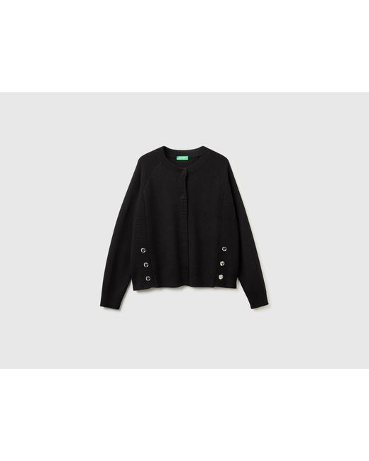 Benetton Black Benetton, Knit Cardigan With Buttons