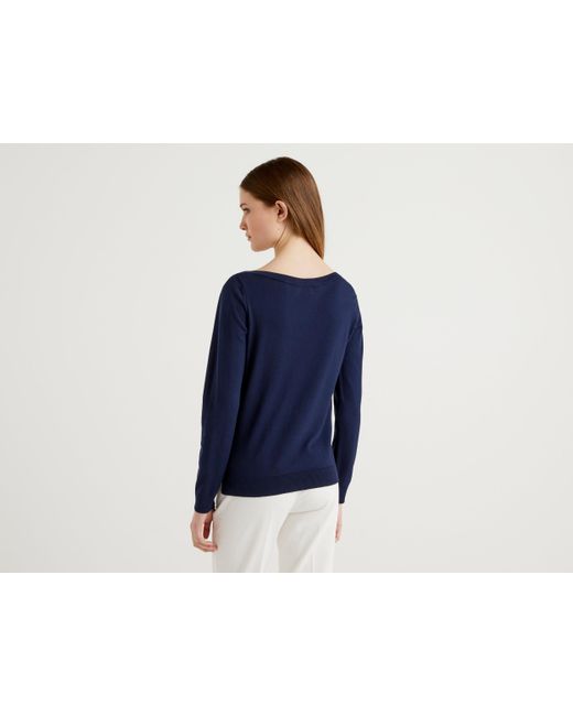 Maglia Con Scollo A Barchetta di Benetton in Blu | Lyst