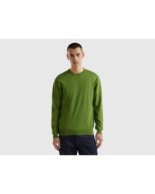 Jersey De Cuello Redondo De 100% Algodón Benetton de hombre de color Green
