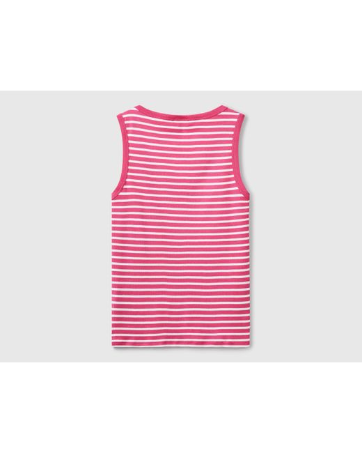 Benetton, Canotta A Righe 100% Cotone, Fragola, Donna di Benetton in Black