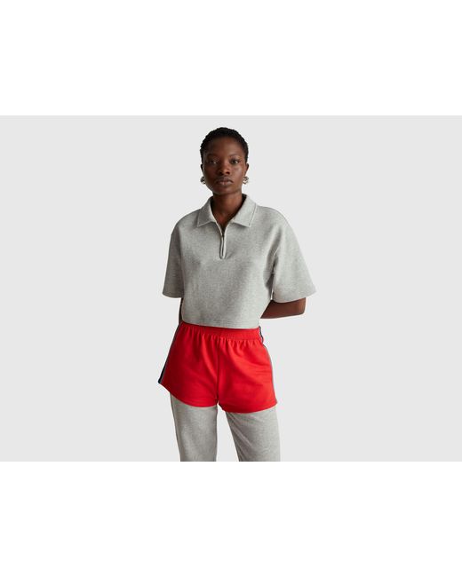 Benetton Red Benetton, Stranger Things Cropped Polo With Zip