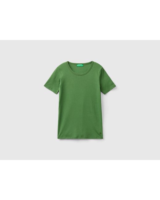 Benetton Green T-shirt Aus Langfaseriger Baumwolle