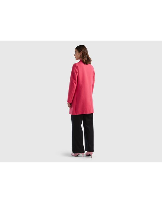 Benetton Red Duster Coat In Pure Cotton