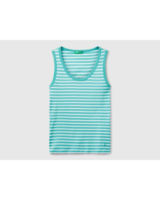 Benetton, Camiseta De Tirantes 100% Algodón A Rayas, Azul, Mujer Benetton de color Blue