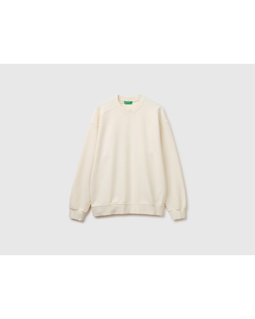 Benetton White Benetton, Closed Sweatshirt With A Worn Look for men
