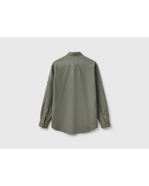 Benetton, Camisa Ajustada Con Botones, Verde Claro, Hombre Benetton de hombre de color Green