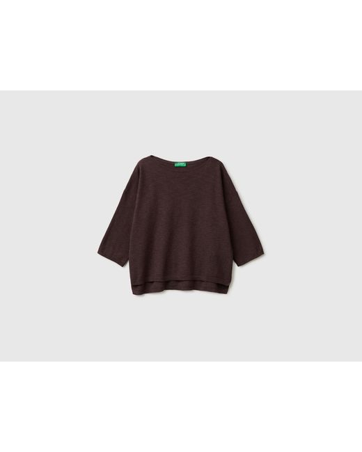 Benetton Black Benetton, Boxy Fit Linen Blend Sweater