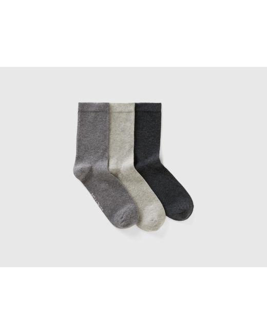 Benetton Black Sock Set In Organic Stretch Cotton Blend for men