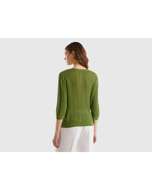 Benetton Green Crochet Sweater
