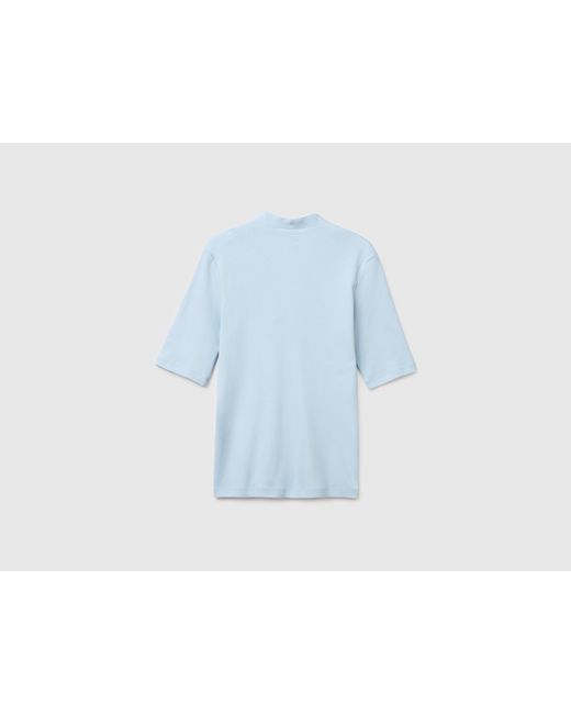 Benetton, T-Shirt Slim Fit En Coton À Fibres Longues, Taille, Bleu Clair, Femme Benetton en coloris Blue