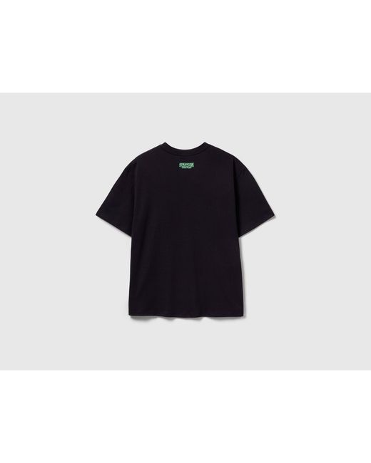 Benetton Black Benetton, T-Shirt With Stranger Things Print for men