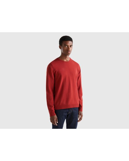 Benetton Pullover Aus Reiner Merinowolle In Bordeaux Mit Rundhals in Rot  für Herren | Lyst DE