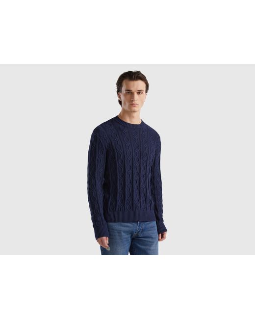 Benetton Blue Monogram Sweater In 100% Cotton for men