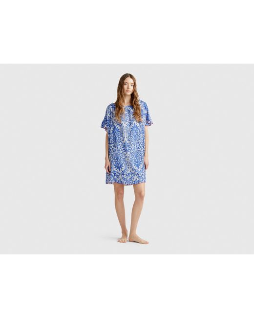 Benetton, Caftán Con Estampado Floral, Azul, Mujer Benetton de color Black