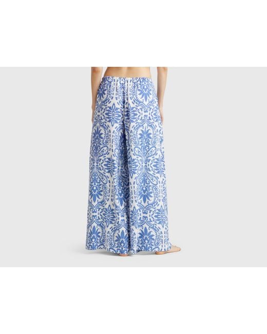 Benetton, Pantalon Avec Imprimé À Motifs, Bleu, Femme Benetton en coloris Blue
