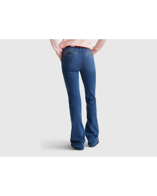 Benetton, Vaqueros Acampanados, Azul, Mujer Benetton de color Black