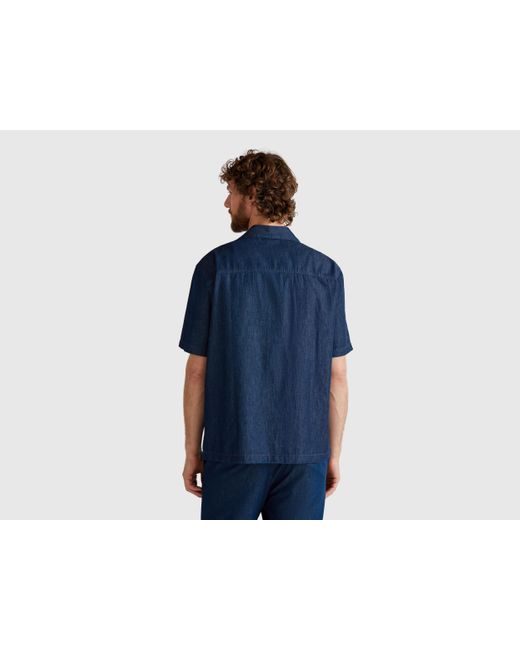 Benetton, Camisa Cambray, Azul, Hombre Benetton de hombre de color Blue