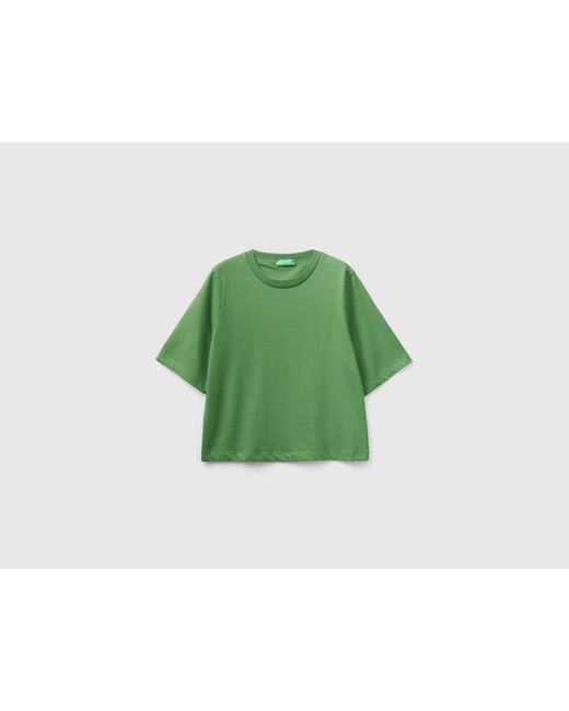T-shirt Boxy Fit 100% Cotone di Benetton in Green