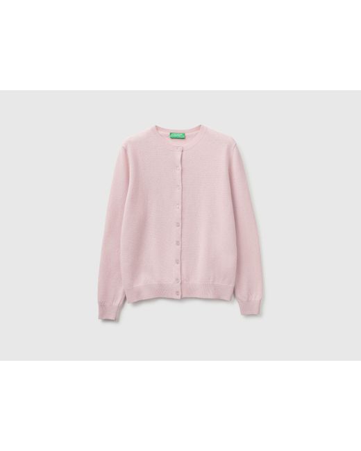 Benetton Pink Benetton, Light Lilac Crew Neck Cardigan