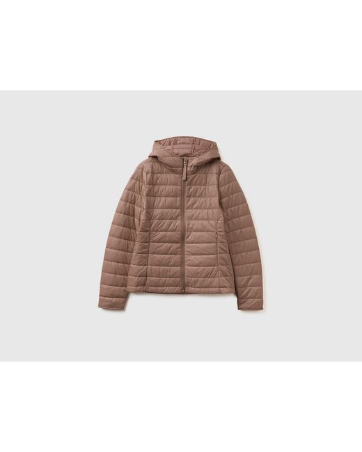 Benetton Brown Benetton, Lightweight Padded Jacket With Hood