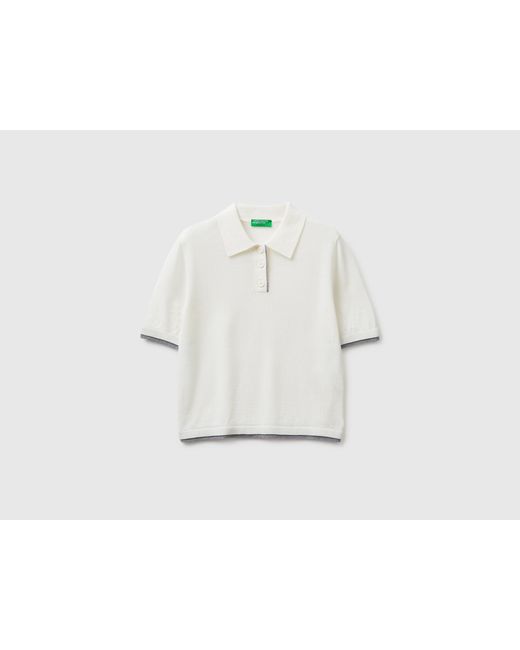 Benetton Black Benetton, 100% Merino Wool Polo Shirt