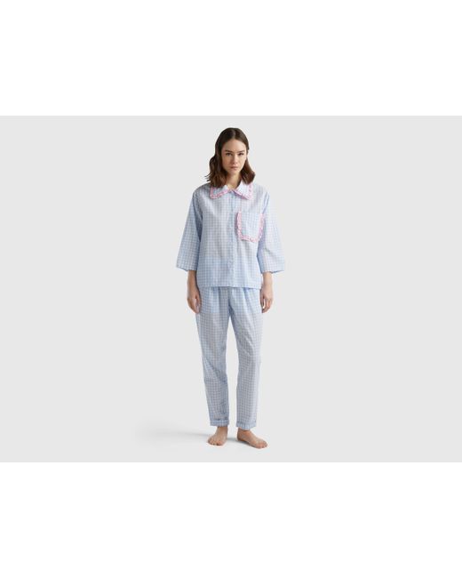 Benetton Blue Vichy Check Pattern Pyjama Jacket