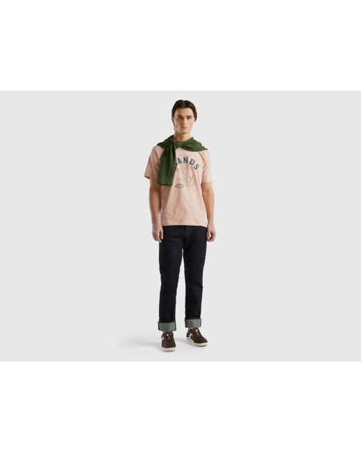 Camiseta De 100 % Algodón Orgánico Benetton de hombre de color Black