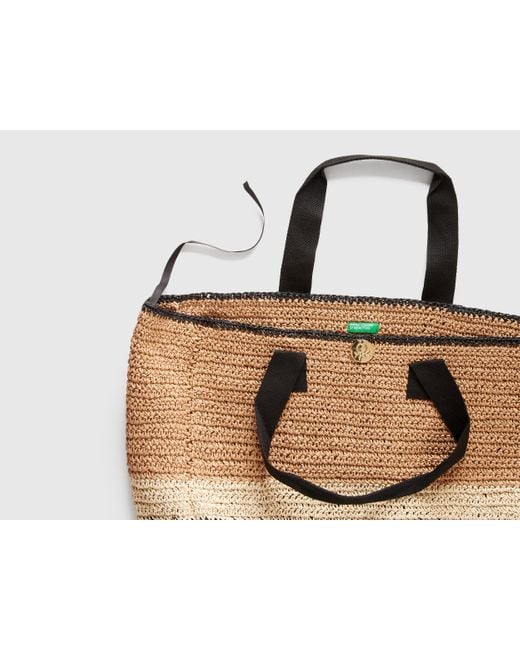 Benetton, Sac Cabas Effet Paille, Multicolore, Femme Benetton en coloris Black