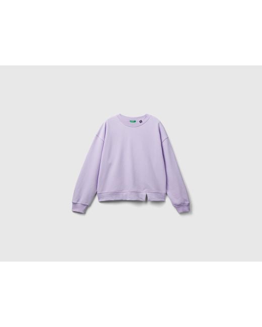 Benetton Purple Pullover Sweatshirt In Cotton Blend